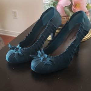Cute teal shoes with bow
